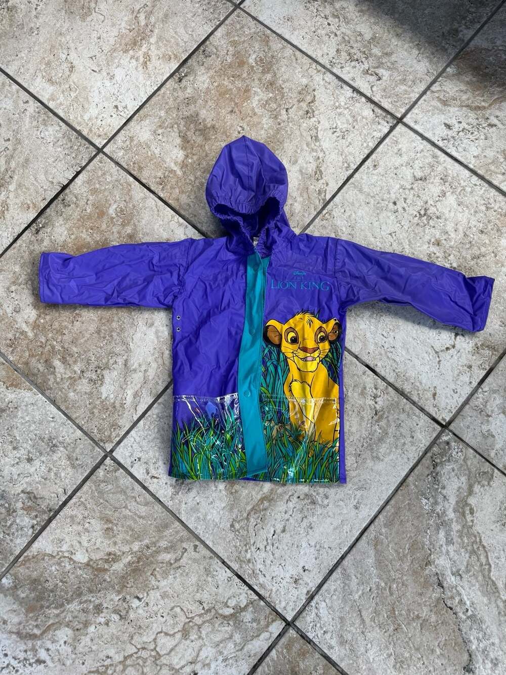 Vintage Disney The Lion King Kids Purple Raincoat Jacket Size 2